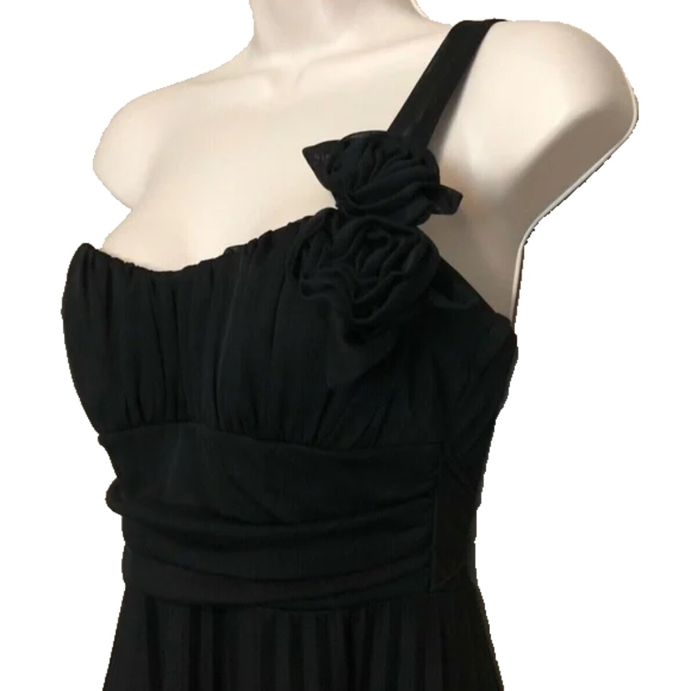 (NWT) Speechless Juniors Black One Shoulder Pleated Dress W/Rosette Detail M